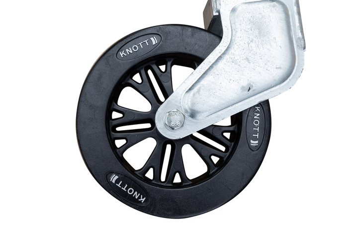 KNOTT TK57 grozāms atbalsta ritenis ar rokturi 500kg 57mm 710-1010mm