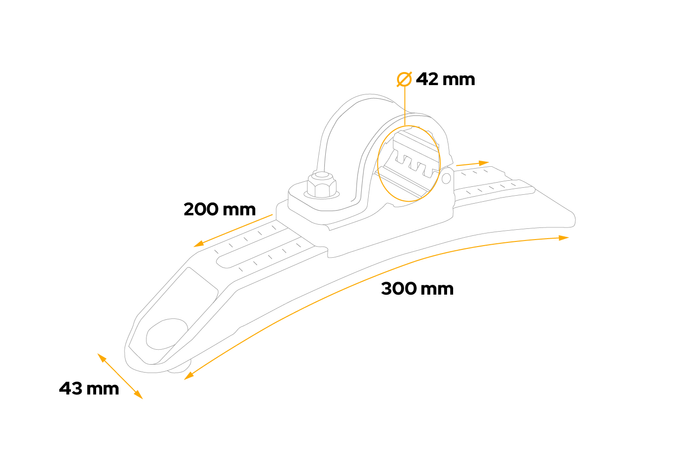 Кронштейн крепления брызговика DOMAR DK8148, регулируемый диаметр кронштейна 42 мм