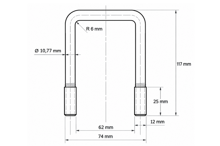 DROMET kvadrātveida skava C tipa skava M12 62×117 mm