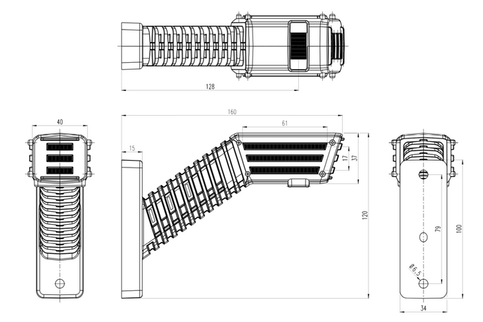 WAŚ 2554P W297.4.1 SPOT LED labais gabarītlukturis uz sviras