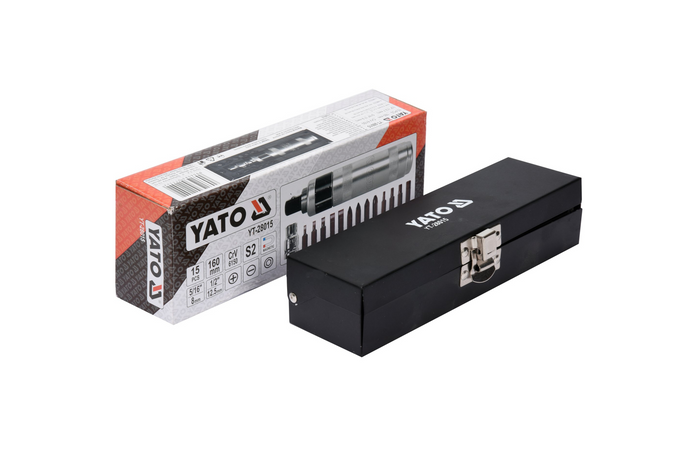 Triecienskrūvgriežu komplekts ar magnētiskiem uzgaļiem YATO YT-28015 15 gab.