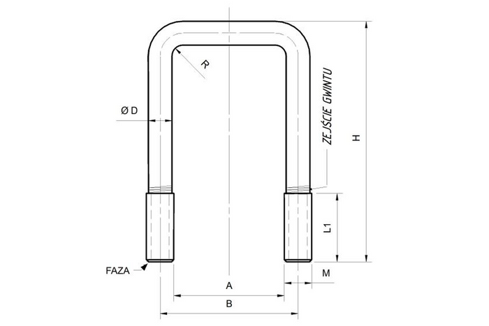 U-образный болт типа C M6 x 23 x 40 (1/2")