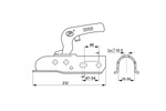 STEELPRESS ZSK-1700D+Z2 lodveida sakabe 1700 kg piekabei ar 35-50 mm cauruļveida jūgstieni